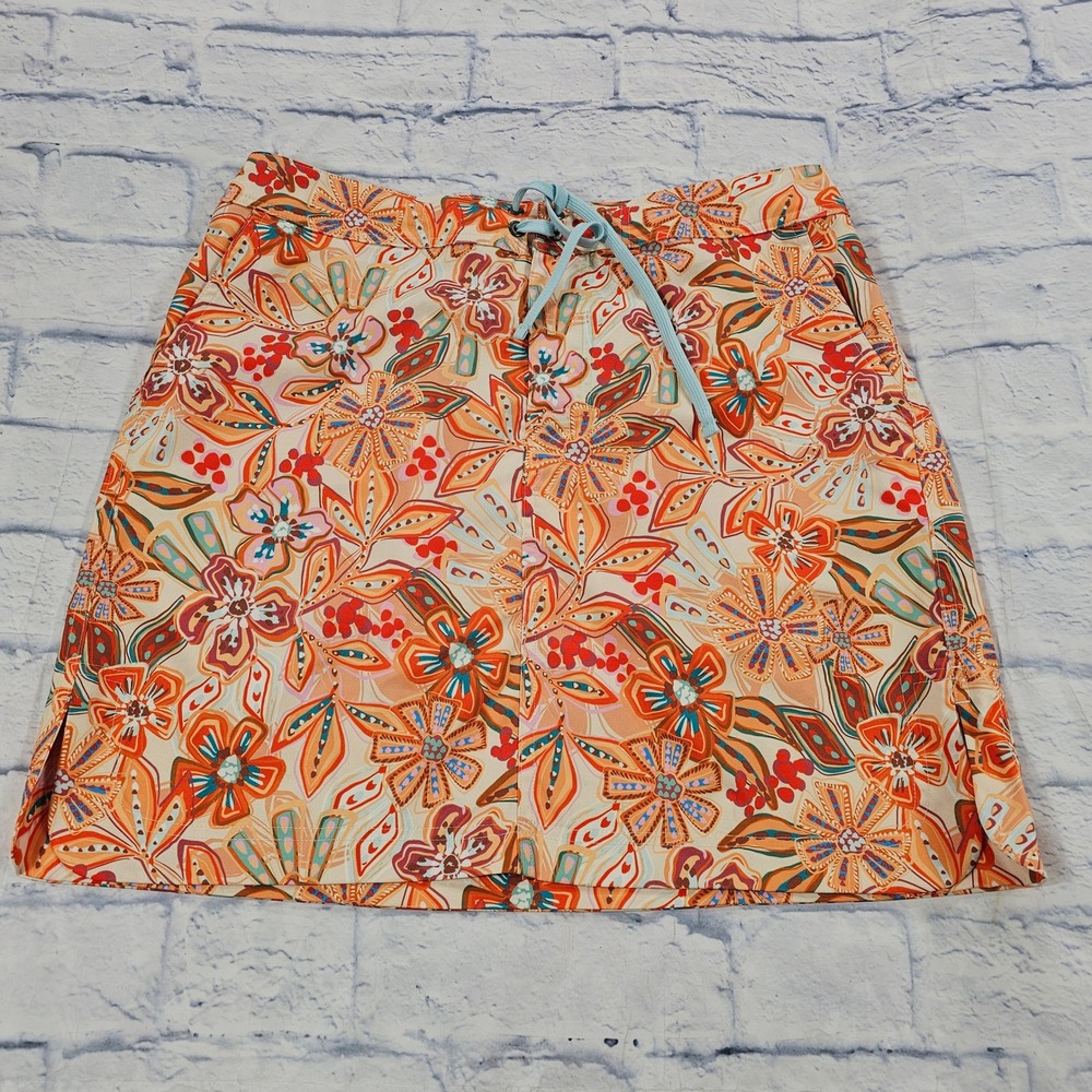 RipSkirt Hawaii Wrap Skirt Women Large Orange Floral Tropical Quick Dry Mini